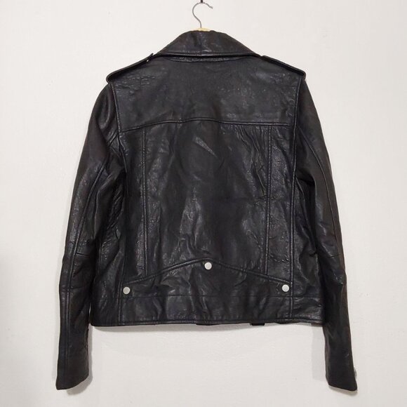 NWT! 7 For All Mankind Asymmetrical Leather Moto Motorcycle Biker Jacket - Large - Picture 6 of 11